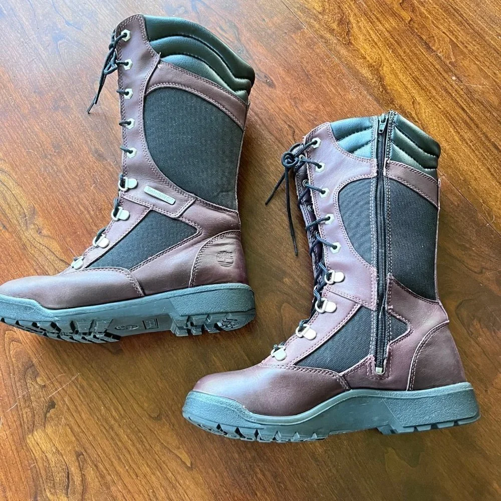 Timberland‎ Girls Tall Purple and Black Leather Lace Up Boots- Size 5